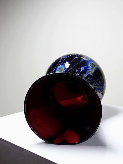 Vintage Kunstglasvase Violett mit Silberinclusionen von Studio Glass für Frankreich