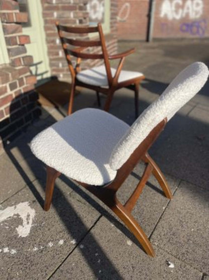 Vintage Sessel Set von 2 für Eiche und Buche Elfenbeinfarben Rotbraun