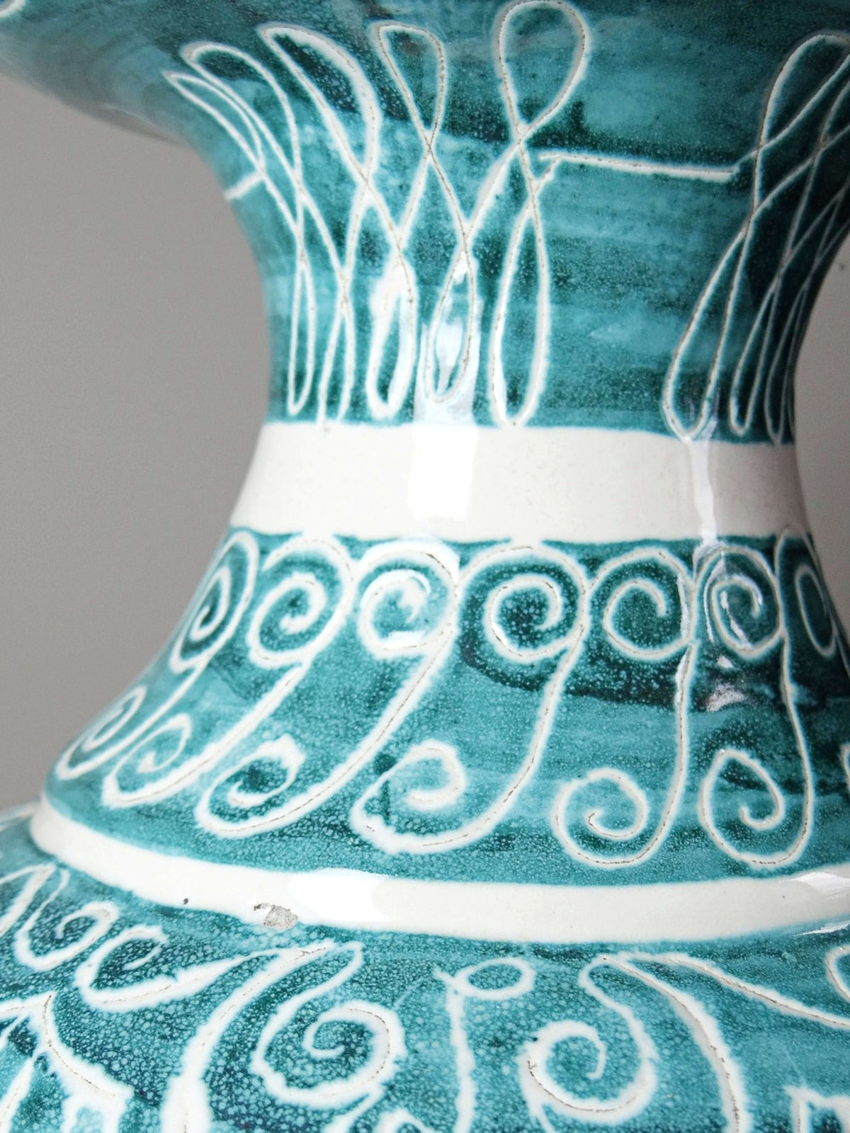 Vintage Vase Balusterform aus Keramik in Türkis