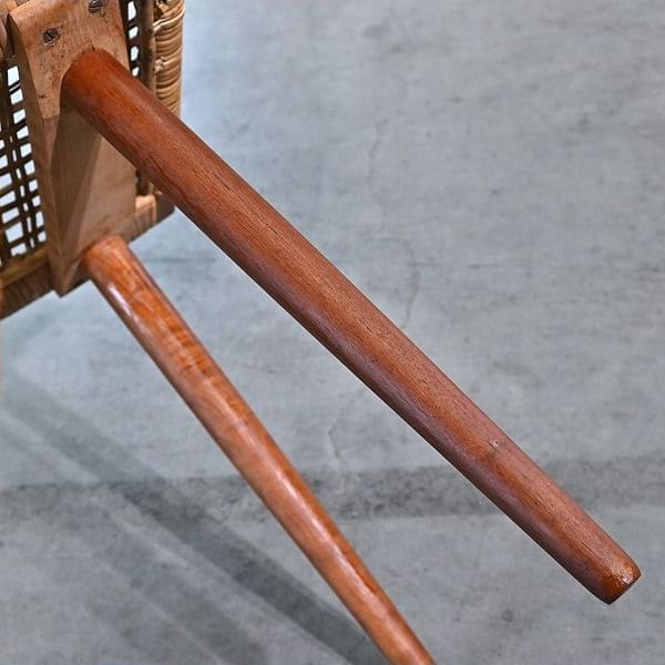 Vintage Hocker aus Rattan und Teak, skandinavisch