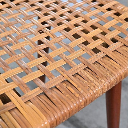 Vintage Hocker aus Rattan und Teak, skandinavisch