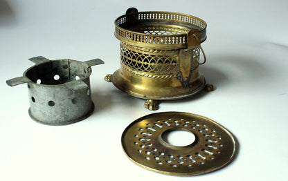 Vintage Stövchen Messing mit Löwenfüßen