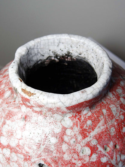 Vintage Vase Raku-Keramik Sakura-Dekor, Japan