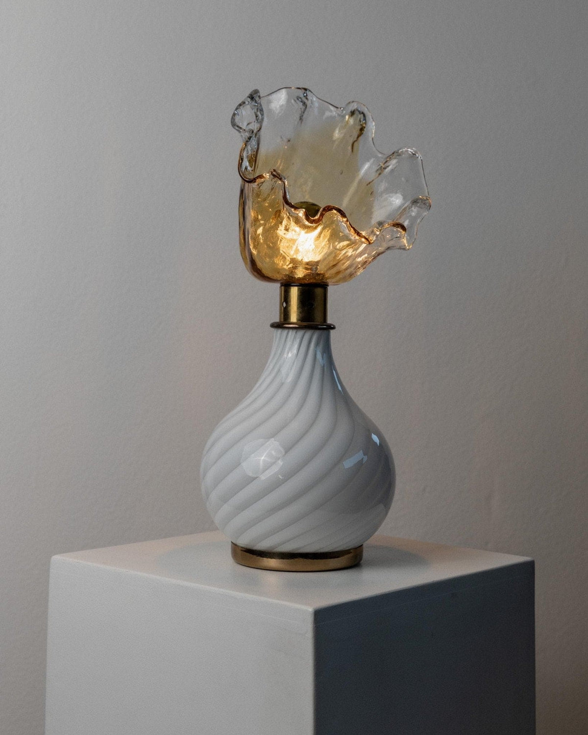 Lampe de table vintage en verre de Murano en forme de fleur, Italie, années 1970, lot de 2
