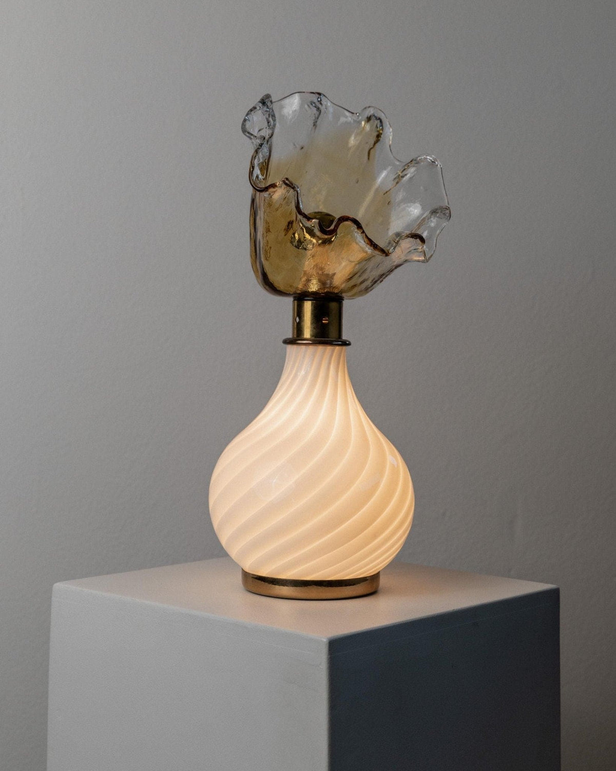 Lampe de table vintage en verre de Murano en forme de fleur, Italie, années 1970, lot de 2