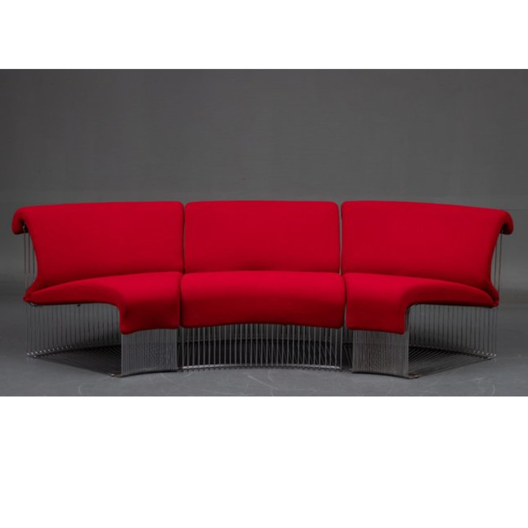 Fauteuils de salon vintage Pantanova, lot de 3, de Verner Panton pour Fritz Hansen, rouge pourpre