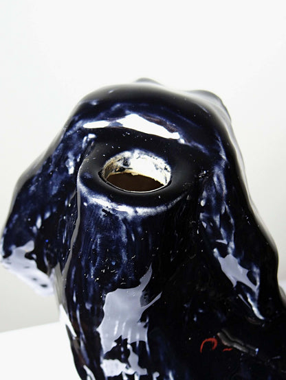 Vintage Karaffe Hund "Newfoundland Screech" Barbotine-Keramik