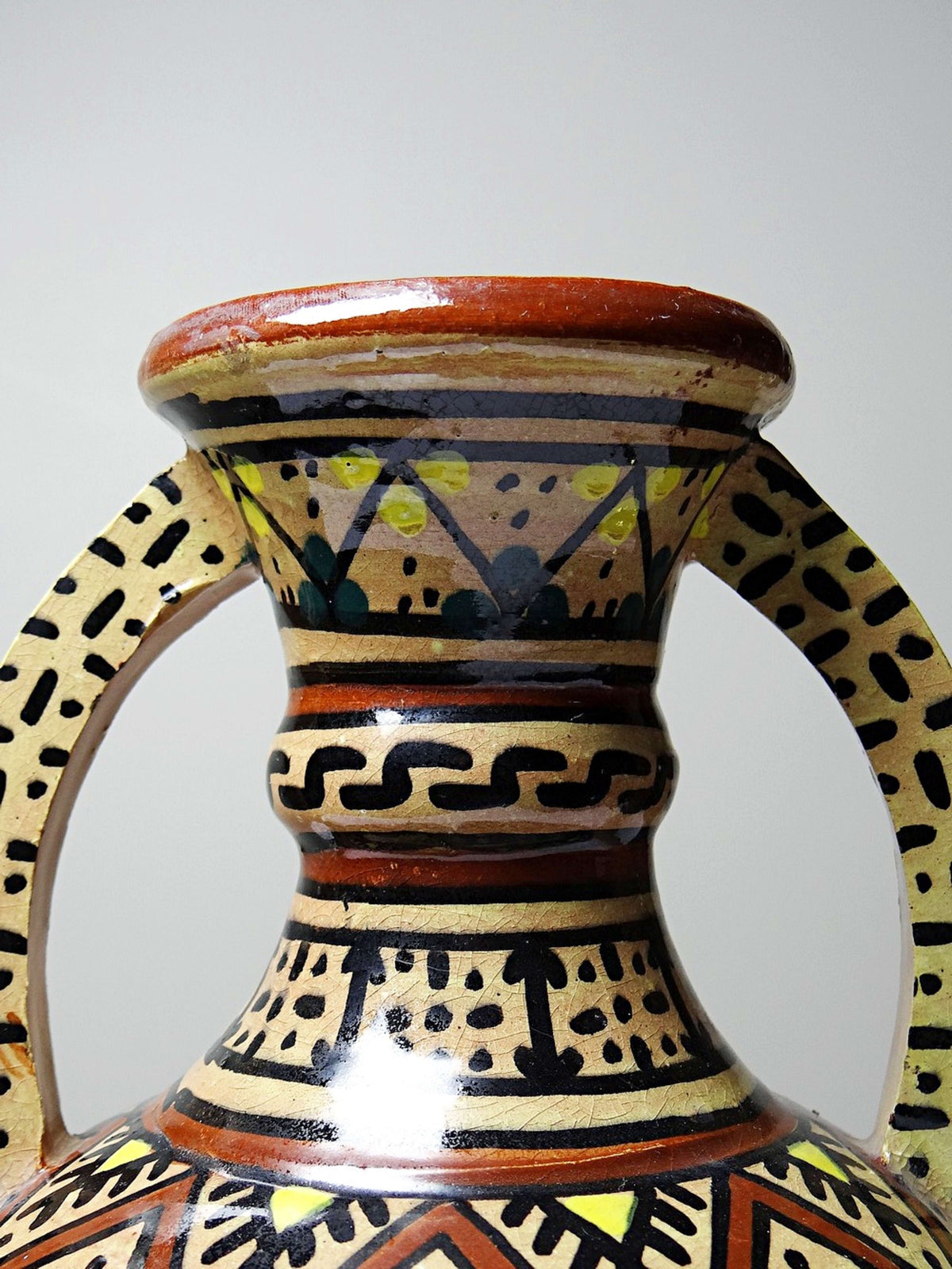 Vintage Vase Keramik von Safi, handbemalt, Marokko