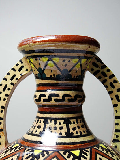 Vintage Vase Keramik von Safi, handbemalt, Marokko