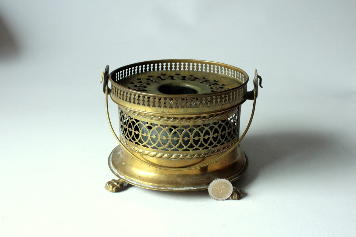 Vintage Stövchen Messing mit Löwenfüßen