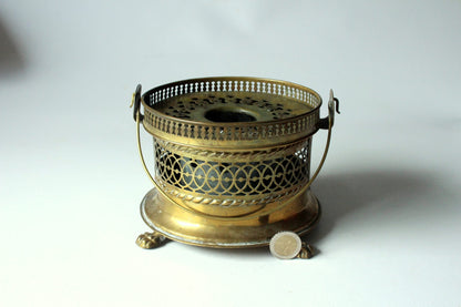 Vintage Stövchen Messing mit Löwenfüßen
