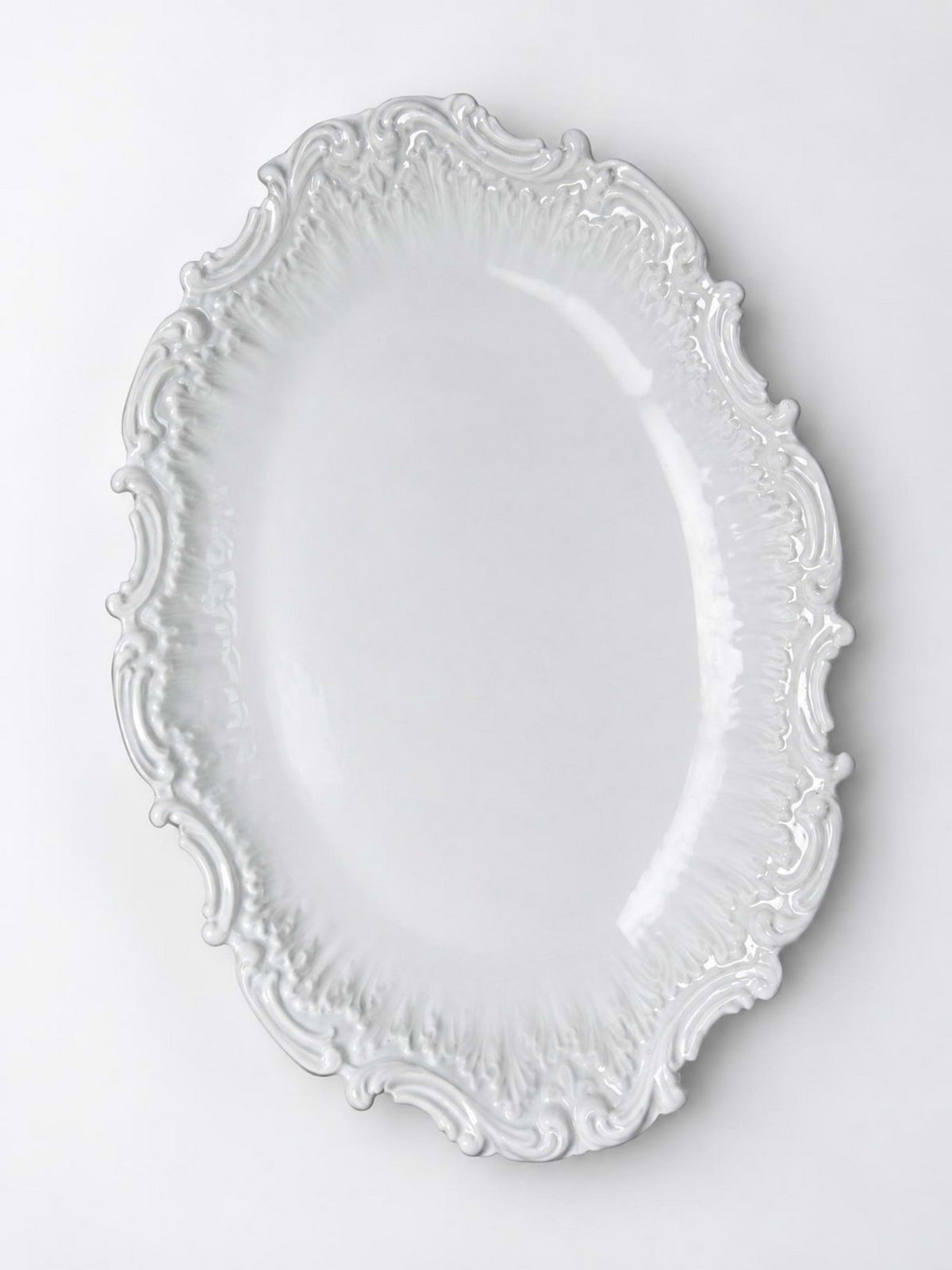 Vintage Servierplatte Limoges Porzellan Rokoko-Relief oval