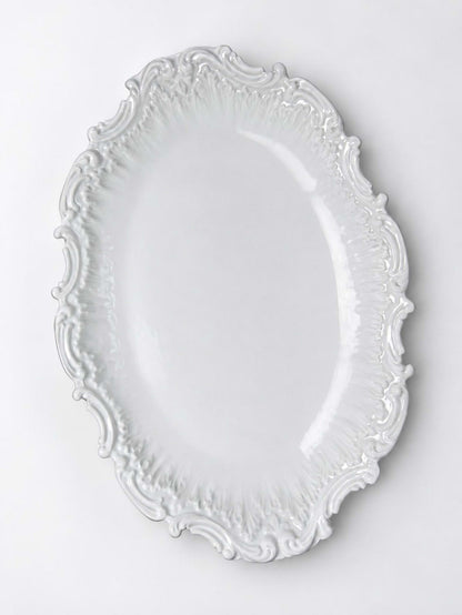 Vintage Servierplatte Limoges Porzellan Rokoko-Relief oval