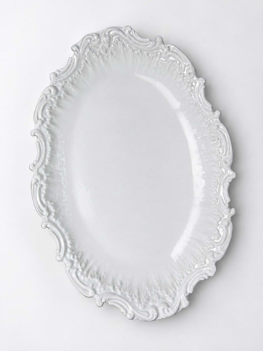 Vintage Servierplatte Limoges Porzellan Rokoko-Relief oval