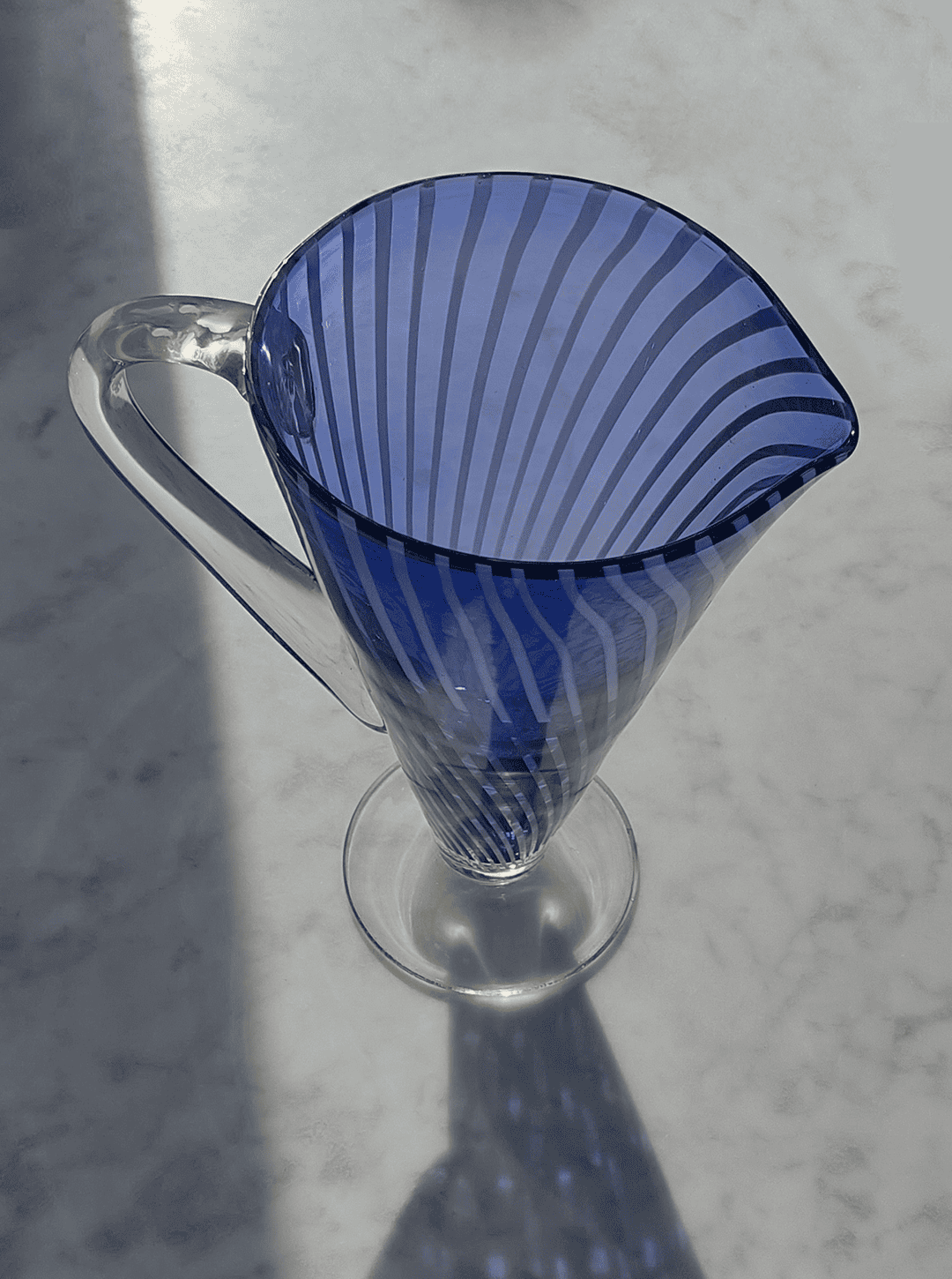 Vintage Karaffe Murano Rayée Blau Violett