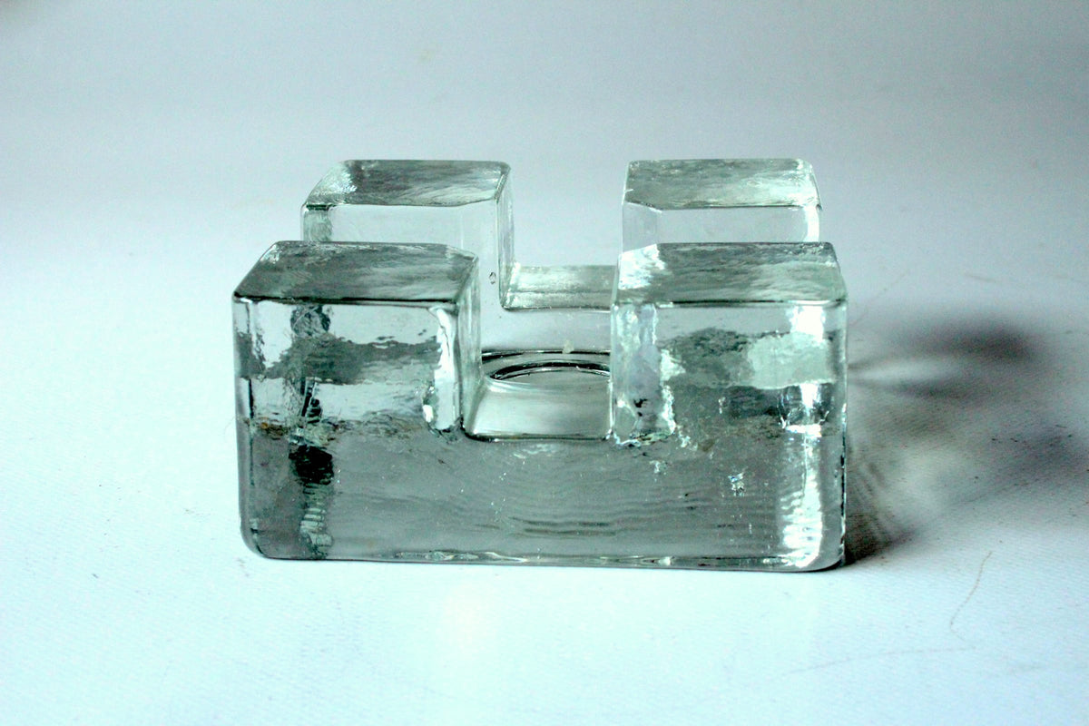 Vintage Stövchen aus schwerem Eisglas