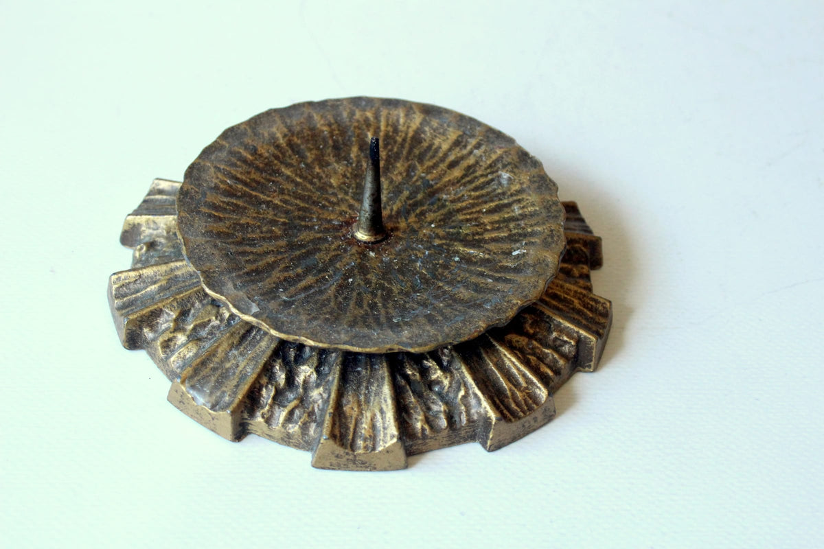 Vintage Kerzenteller aus Bronze, West Germany 60er Jahre