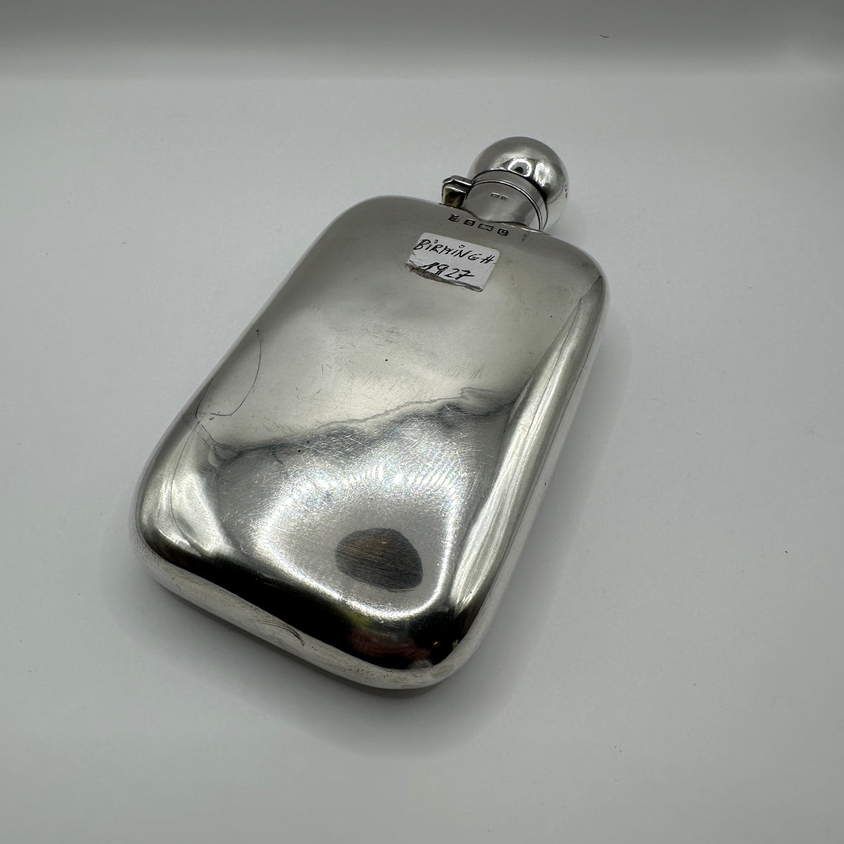 Vintage Silber-Hipflasche Flachmann Birmingham 1927 Sterling Silber