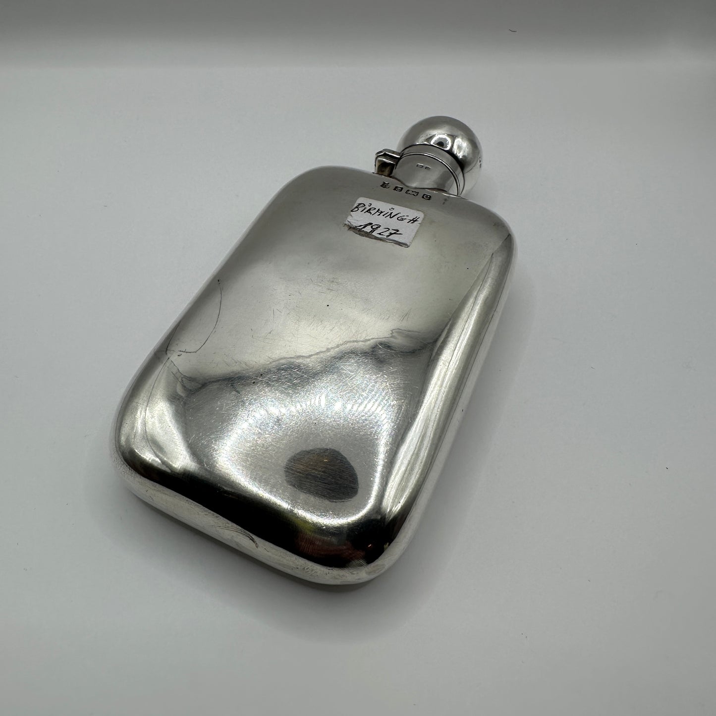 Vintage Silber-Hipflasche Flachmann Birmingham 1927 Sterling Silber