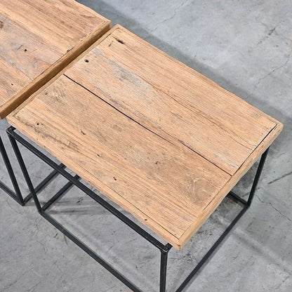 Vintage Regal Set von 4 von Industrial, offenes Design, Eisenrahmen, Holz, gebraucht