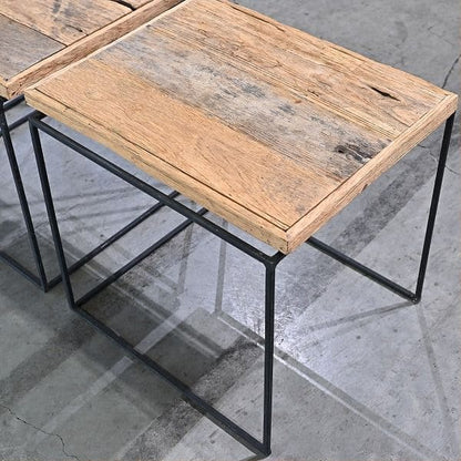 Vintage Regal Set von 4 von Industrial, offenes Design, Eisenrahmen, Holz, gebraucht