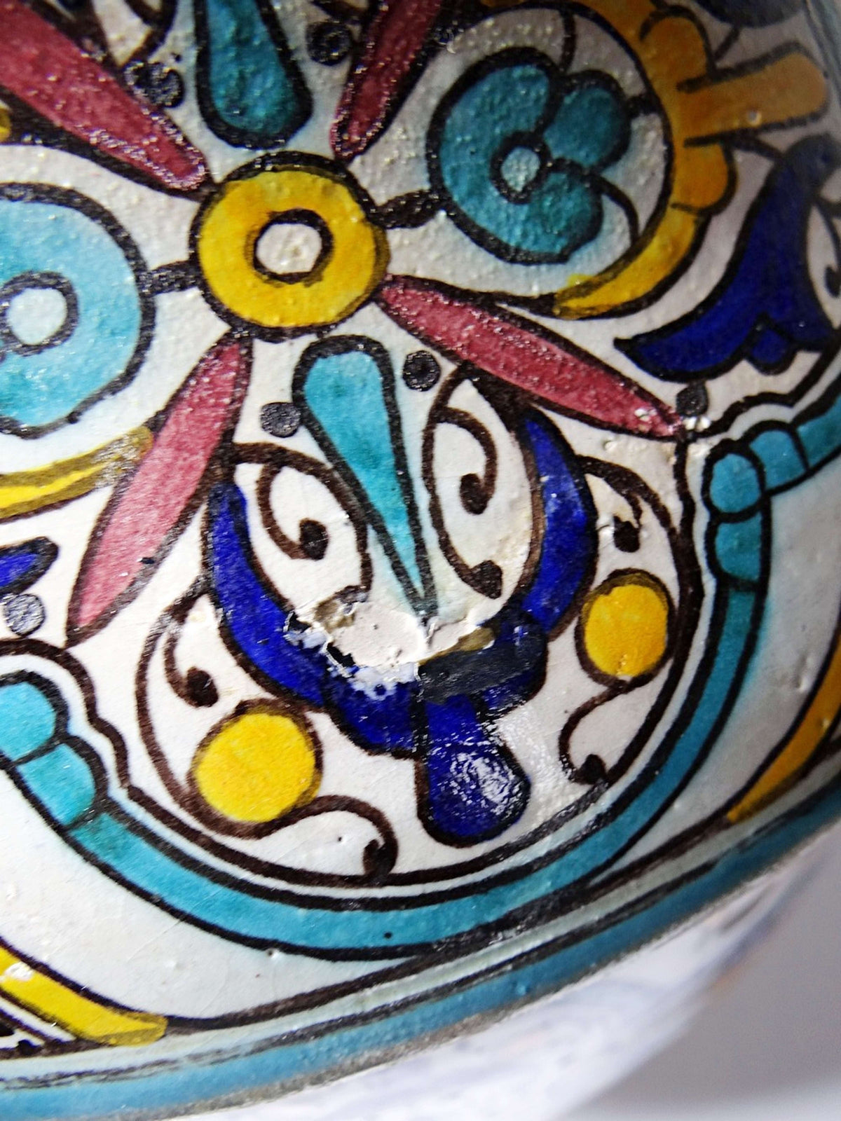 Vintage Butterdose "Jobbana" aus Fès, Marokko, Keramik handbemalt