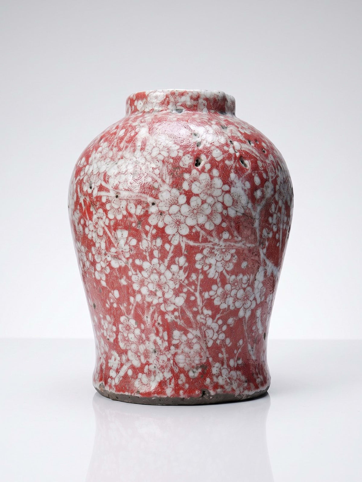Vintage Vase Raku-Keramik Sakura-Dekor, Japan