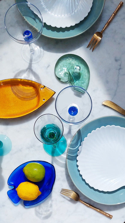 Vintage Teller Coquillagesehr gut Transparent Glas