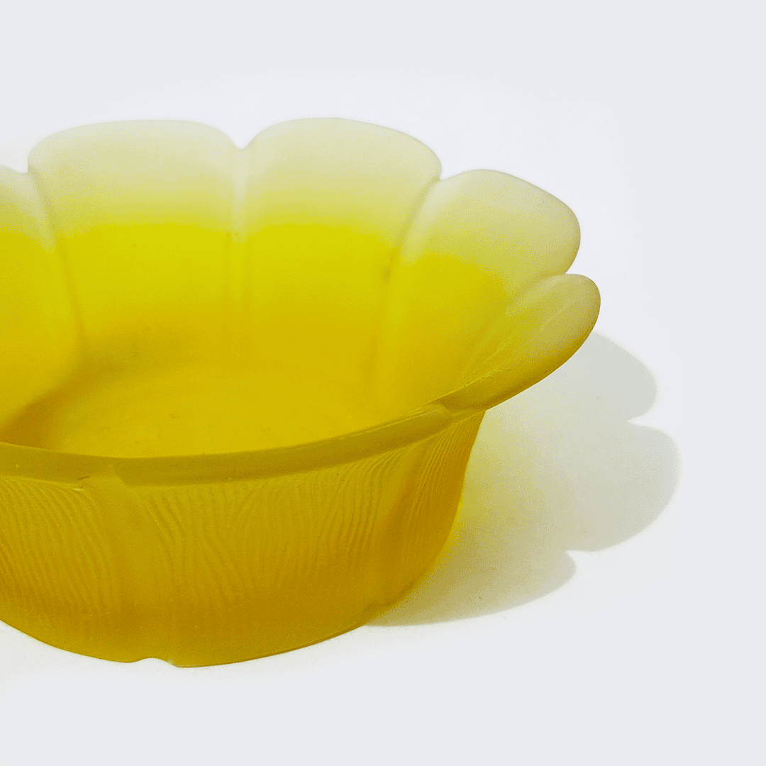 Vintage bottle coaster Flora polished glass yellow