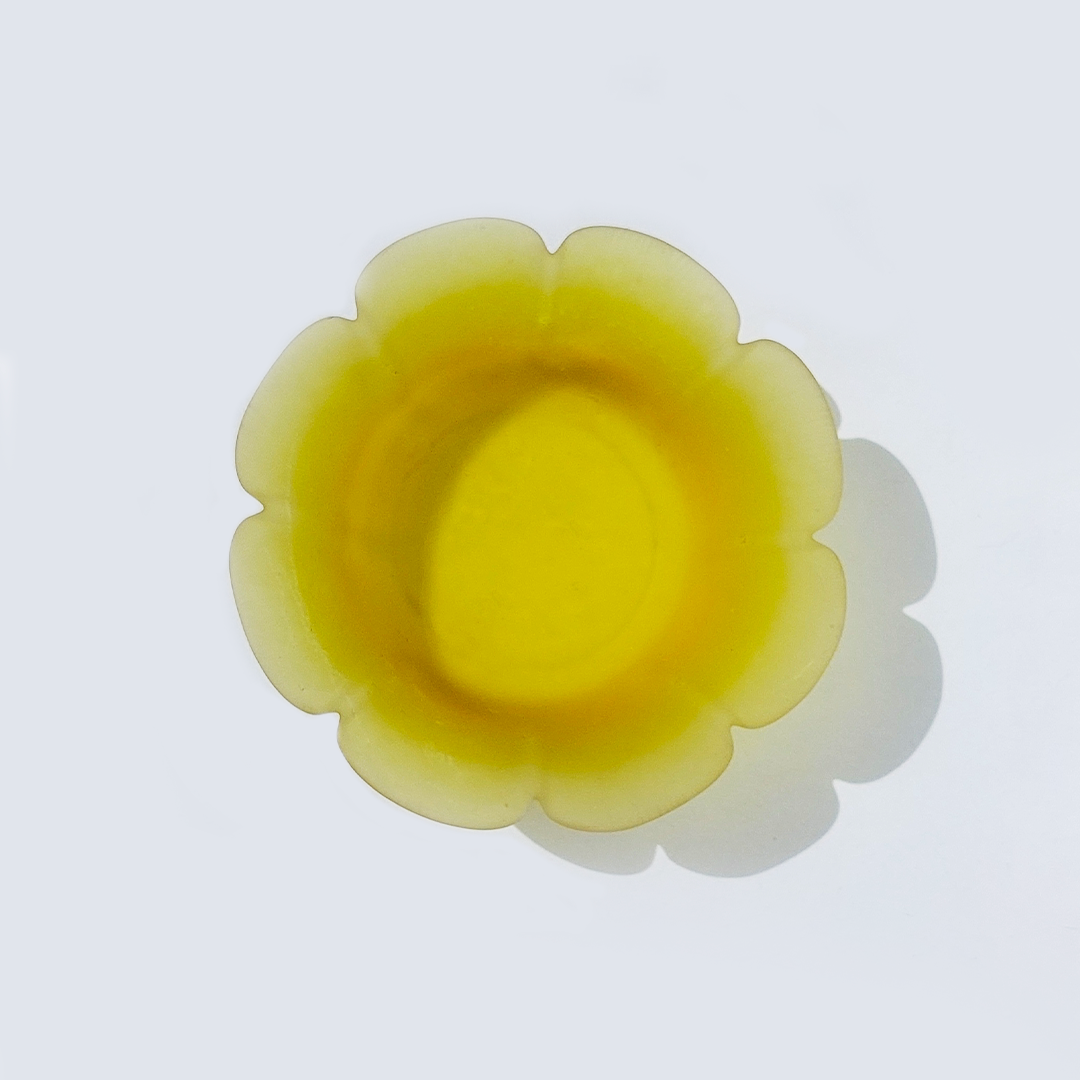 Vintage bottle coaster Flora polished glass yellow