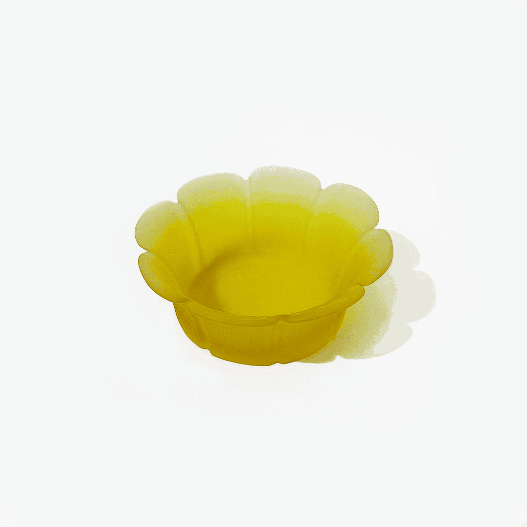 Vintage bottle coaster Flora polished glass yellow