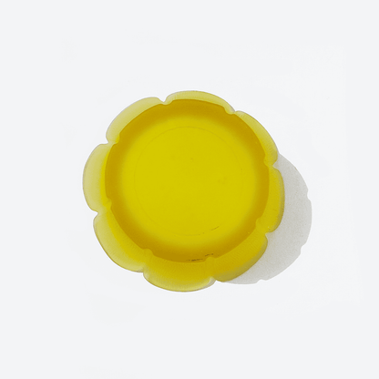 Vintage bottle coaster Flora polished glass yellow