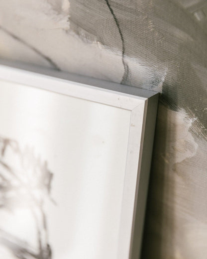 Vintage portrait print - father, mother with child - framed in aluminum frame - 1980s