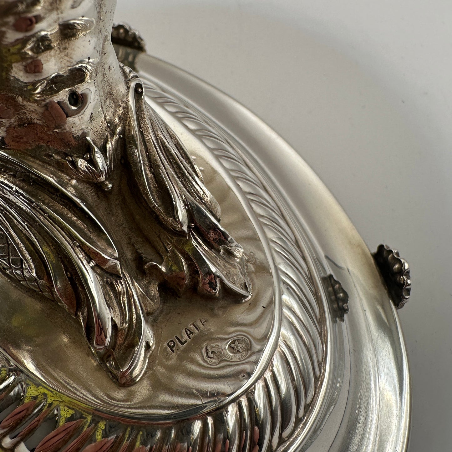 Vintage Muschelschale Echtsilber Triton Figur handgefertigt