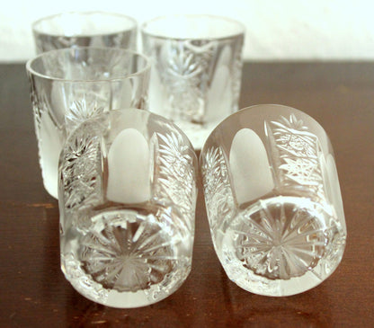 Vintage Karaffen-Set mit 5 Likörgläsern und Florentiner Tablett, Böhmen