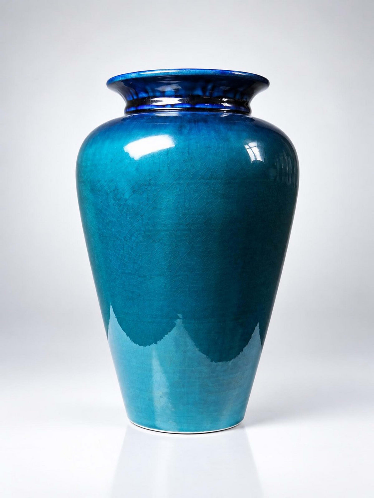 Vintage Keramikvase Dinis Portugal Türkis Kobaltblau
