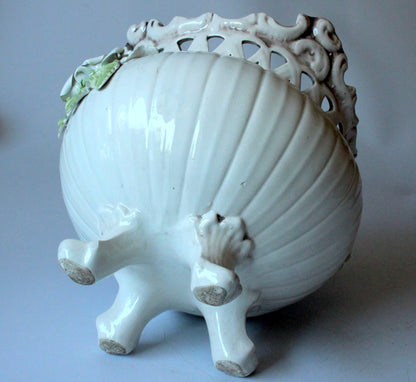Vintage Keramik Blumentopf mit handbemalten Rosen, 1970er Jahre