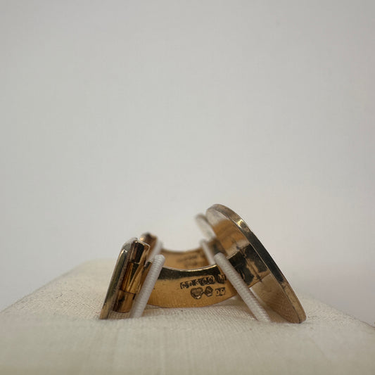 Vintage Manschettenknopf Set von 2 vergoldet mit Rauchquarz-Optik