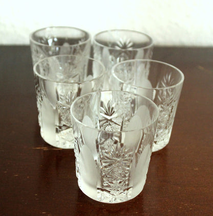 Vintage Karaffen-Set mit 5 Likörgläsern und Florentiner Tablett, Böhmen