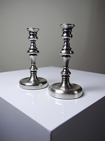 Set von 2 Vintage Kerzenständer aus versilbertem Metall, Georgian Revival