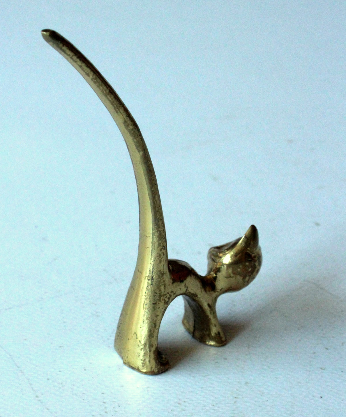 Vintage Messing Katzenfigur, Ringhalter und Briefbeschwerer