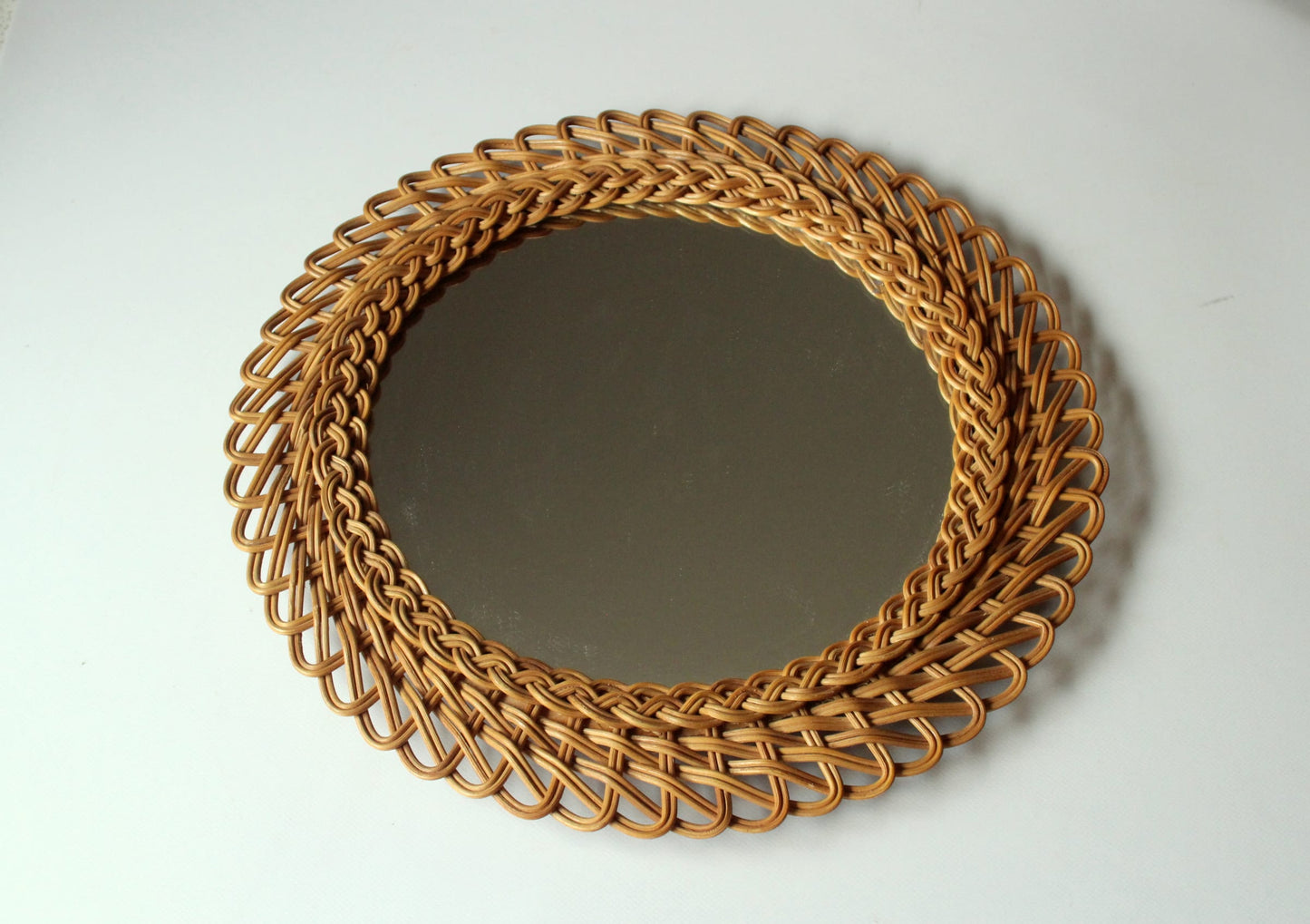 Vintage Wandspiegel Sunburst Weide geflochten