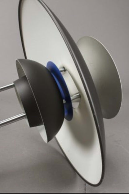 Vintage Tischleuchte PH 5 von Poul Henningsen für Louis Poulsen grau blau silber weiß
