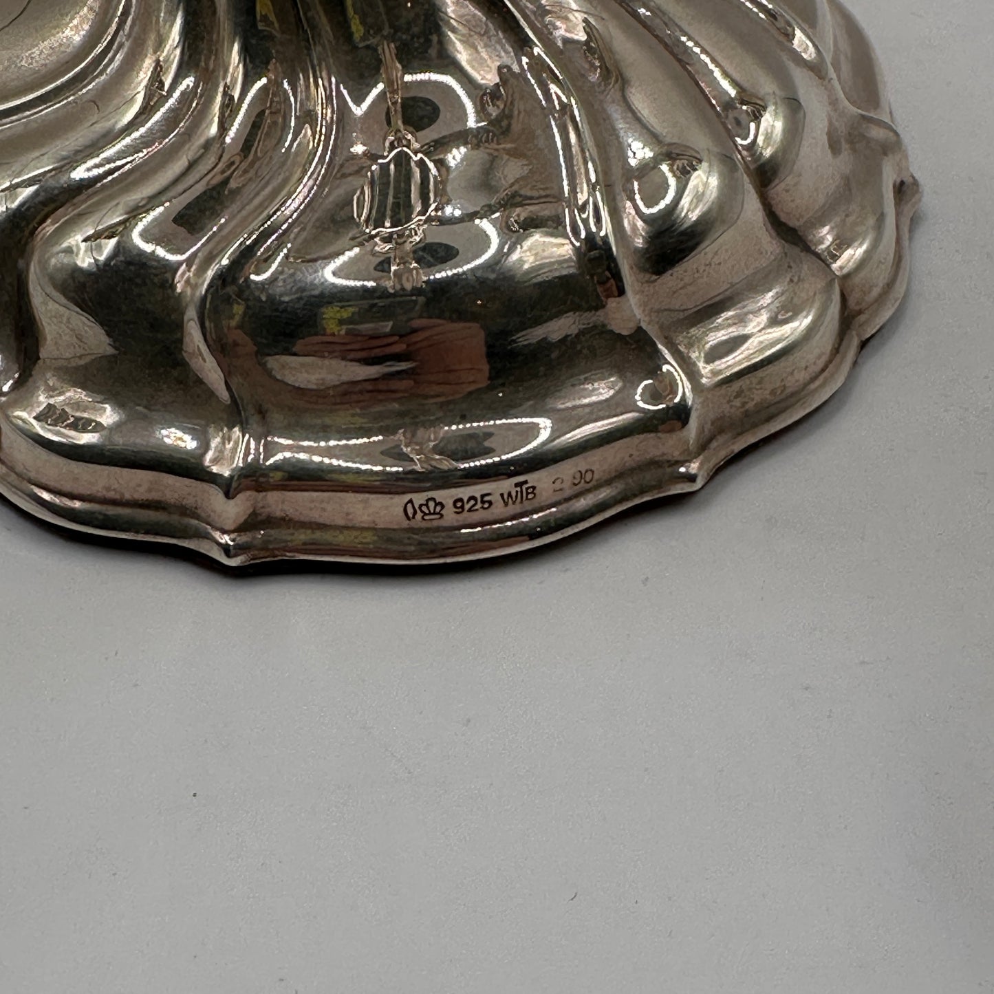 Vintage Kerzenleuchter fünfarmig aus massivem 925er Silber, Barockstil, schöne Silberpatina