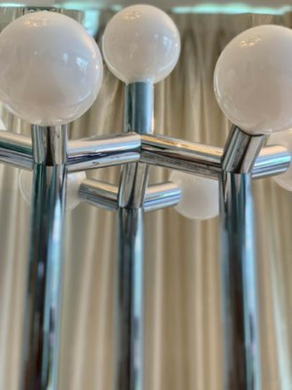 Vintage Tischlampe von J. T. Kalmar für Kalmar in Chrom und weißem Glas