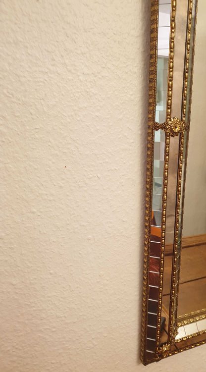 Vintage Spiegel Murano aus Spanien, Messing Kristallglas, 1990er