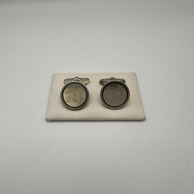 Vintage Manschettenknopf mit schwarzem Rand aus 835 Silber