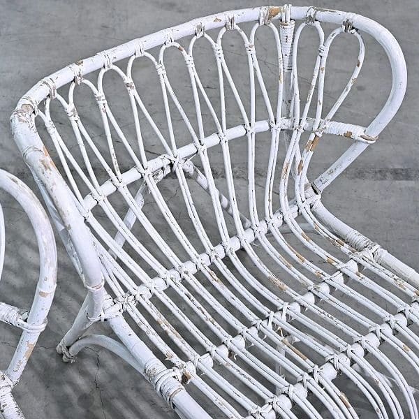 Vintage Loungechair Set von 2 Rattan