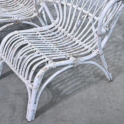 Vintage Loungechair Set von 2 Rattan
