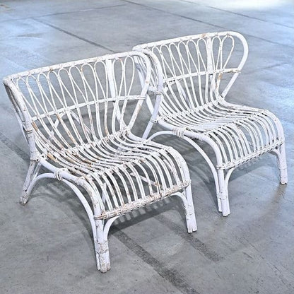 Vintage Loungechair Set von 2 Rattan